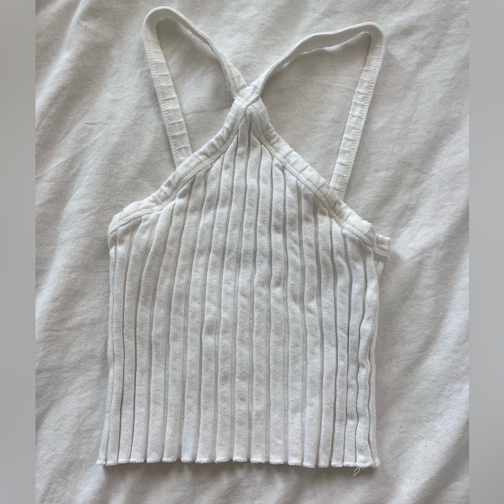 Zara White Ribbed Top